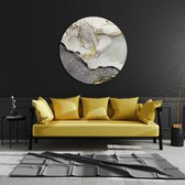 Artcoustiq - Muurcirkel - Black White and Gold Marble - 80ø cm