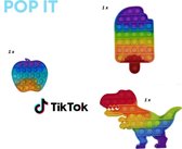 Pop IT 3 in 1 pakket - ijs, vierkant regenboog & appel regenboog  Pop its - Fidget Toys - Geschikt voor iedereen - anti stress - afleiding - concentratie - educatief - friemelspeelgoed