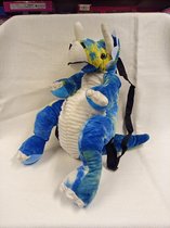 Dino Rugzak - T-Rex - rugzak met handvat - ca. 65 cm hoog - Dinorugzak -  kleur is blauw/wit