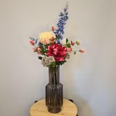 Zijden boeket - Zijden bloemen - Roze/blauw - 87cm hoog