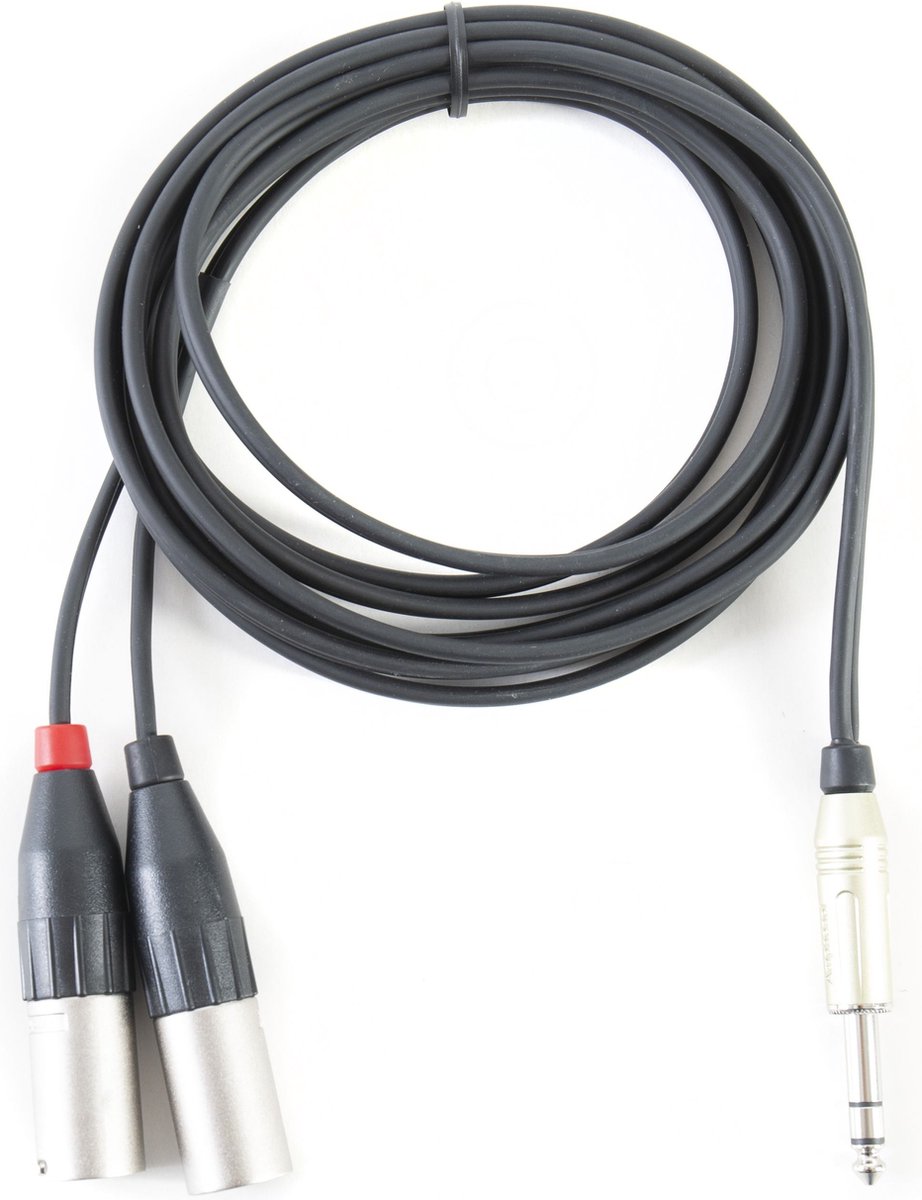 MUSIC STORE Y-kabel 6,3mm jack.-> 2 XLR 3m Amphenol stekker, kabel zwart - Insert kabel
