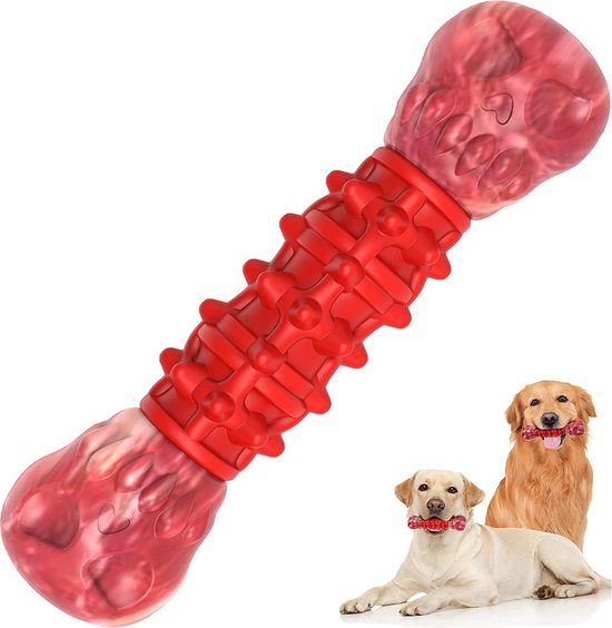 Kauwbot Hond Extra Sterk Kauwspeelgoed Melk Geur Smaak Honden Speelgoed - Bone Rood Zwart - Dutchwide®