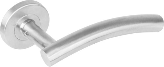 Intersteel Deurkruk Gebogen op rozet met 7 mm nok rvs geborsteld