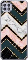 Samsung A22 5G hoesje siliconen - Marmer triangles | Samsung Galaxy A22 5G case | multi | TPU backcover transparant