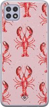 Samsung A22 5G hoesje siliconen - Lobster all the way | Samsung Galaxy A22 5G case | Roze | TPU backcover transparant