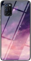 Voor OPPO A52 Sterrenhemel Geschilderd Gehard Glas TPU Schokbestendige Beschermhoes (Dream Sky)