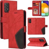 Voor Samsung Galaxy A52 5G/4G Dual-color Splicing Horizontale Flip PU Lederen Case met Houder & Kaartsleuven & Portemonnee (Rood)