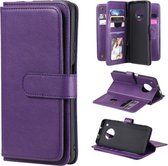 Voor Huawei Y9a Multifunctionele Magnetische Koperen Gesp Horizontale Flip Effen Kleur Lederen Case met 10 Kaartsleuven & Portemonnee & Houder & Fotolijst (Paars)