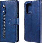 Voor Xiaomi Redmi K40 Pro Mode Kalf Textuur Rits Horizontale Flip Lederen Case met Houder & Kaartsleuven & Portemonnee (Blauw)