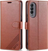 Voor Honor X20 SE AZNS Schapenvacht Textuur Horizontale Flip Lederen Case met Houder & Kaartsleuven & Portemonnee (Bruin)