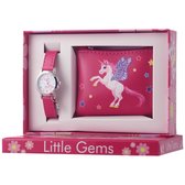 kinderhorloge Little Gems Horloge & portemonnee Gift Set - Unicorn roze