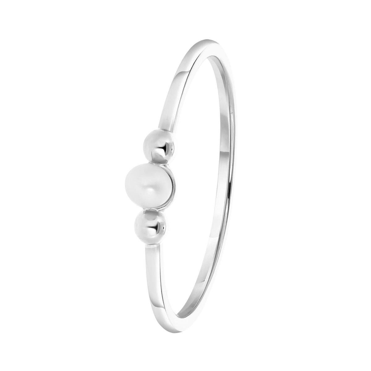 Lucardi Dames Ring zoetwaterparel - Ring - Cadeau - Moederdag - Echt Zilver - Zilverkleurig