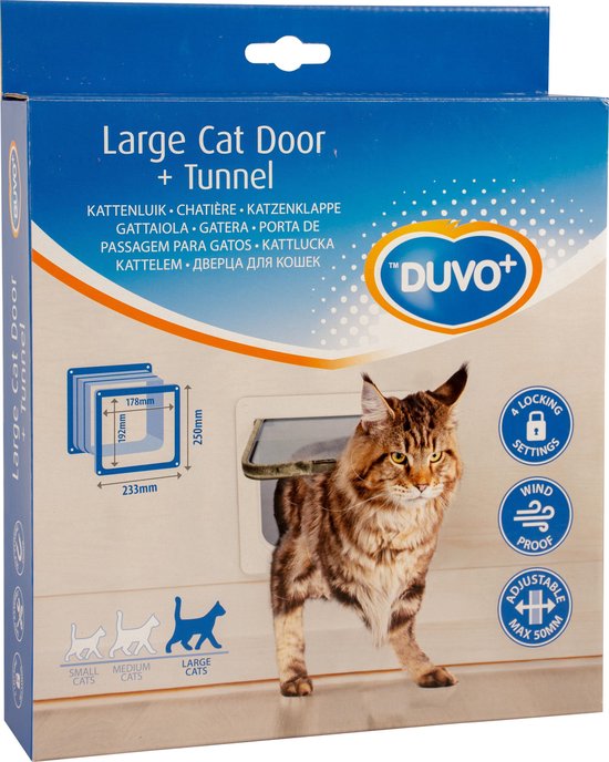 Kattenluik + tunnel groot Wit 23,3x25cm - Duvo