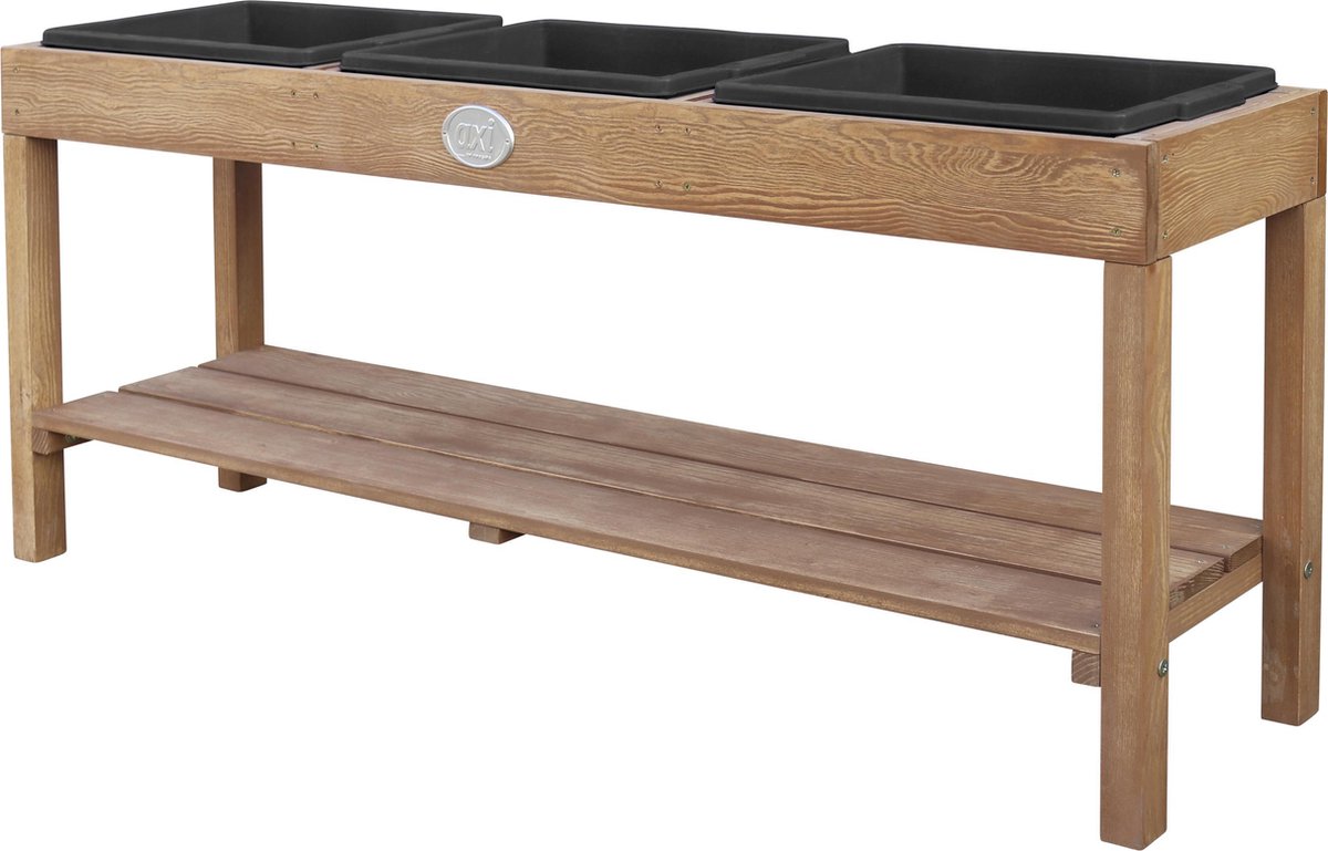 AXI Zand & Watertafel van hout Donkerbruin Zandtafel met 3 kunststof bakken & opbergplank