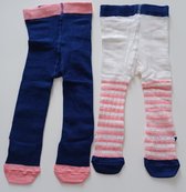 Baby maillot meisjes|2 stuks| Kleur roze/donkerblauw/creme|maat 9-12 mnd|Collants bébé fille 2 pièces Couleur rose/bleu foncé/crème taille 9-12 mois