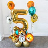 19 delig verjaardag ballonnen set - 5 jaar - Thema: Dieren