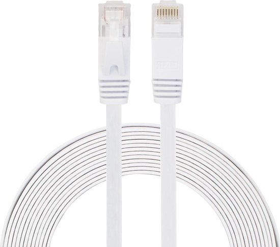 By Qubix internetkabel - 5 meter - cat 6 - Ultra dunne Flat Ethernet kabel - Netwerkkabel (1000Mbps) - Wit - UTP kabel - RJ45 - UTP kabel