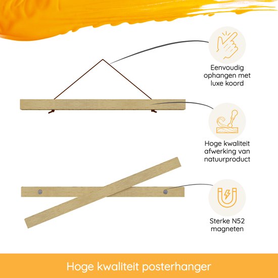 Porte-affiche (30 cm) en bois avec fermeture magnétique | A3 | système de suspension d'affiche - cadre d'affiche - cadre d'affiche - clip d'affiche - support d'affiche