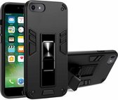 2-in-1 pc + TPU schokbestendige beschermhoes met onzichtbare houder voor iPhone SE 2020/8/7 (zwart)
