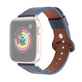 22mm enkele lus lederen vervangende band horlogeband voor Apple Watch Series 6 & SE & 5 & 4 40mm / 3 & 2 & 1 38mm (blauw)