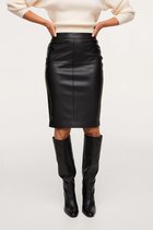 Mango Rok Kokerrok Met Leereffect 17045534 99 Dames Maat - W34