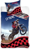Carbotex Dekbedovertrek Motorcross 140 X 200 Cm Katoen Blauw