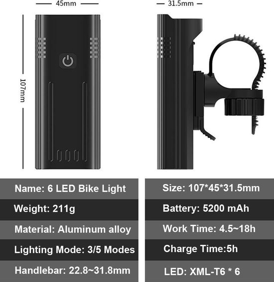 Voorlicht- Fietslamp - Fietsverlichting USB Oplaadbaar - Fietsverlichting Led — afbeelding 2