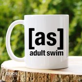 Adult Swim  - Customized mokken en bekers - mokken met tekst - mokken - bekers - cadeautje - cadeau voor vrouw - cadeau vor man - keramiek servies - valentijn cadeautje voor haar - valentijn 