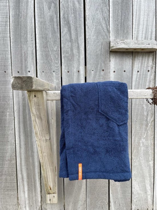 Sauna Handdoek Heren - Donkerblauw XXL - Omslag Handdoek met Klittenband - 170x65 cm. - Saunakilt - 100% katoen/badstof