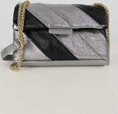 SIIDDS shiny bag zilver/ zwart - small - crossbody - schoudertas - tas - uitgaanstas - new collection - 2021 - herfst/ winter collectie - party collectie - glitter bag - echt leder