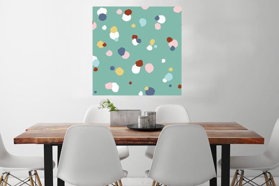 Poster 75x75 cm - Design - Stippen - Kinderen - Posters - Kamer decoratie - Wanddecoratie woonkamer - Muurdecoratie slaapkamer