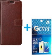 Portemonnee Bookcase Hoesje + 2 Pack Glas Geschikt voor: Samsung Galaxy A52s 5G / A52 5G / A52 4G - bruin