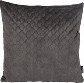 Nera Velvet Darkgrey Kussenhoes | Velvet / Quilted Polyester | 45 x 45 cm | Grijs