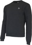 Zwarte Donnay fleece trui met ronde hals en logo op de linkerborst, zijaanzicht.