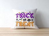 Halloween Kussen met tekst: Trick Or Treat | Halloween Decoratie | Grappige Cadeaus | Geschenk | Sierkussen