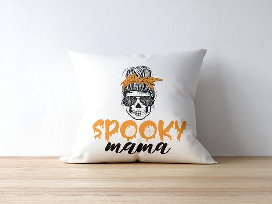 Halloween Kussen met tekst: Spooky Mama | Halloween Decoratie | Grappige Cadeaus | Geschenk | Sierkussen