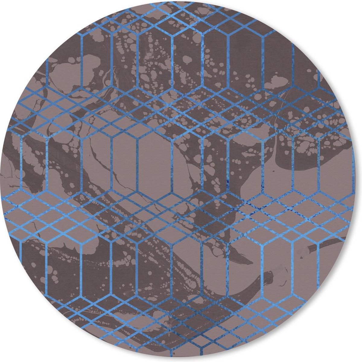 Muismat rond 20x20 cm - Mousepad Marmer - Grijs - Goud - Patronen - Ronde muismatten