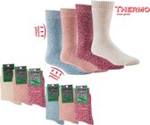 Dames thermo sokken – frisse kleuren – 3 paar – badstof zool - maat 35/38