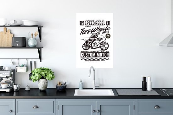 Affiche Moto - Homme - Vintage - Dessin - 40x60 cm