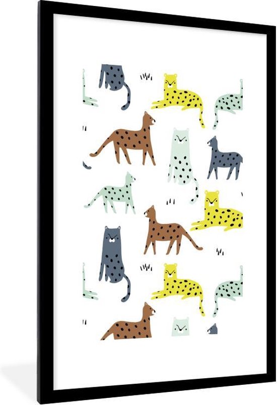 Fotolijst incl. Poster - Kat - Jungle - Kleuren - 60x90 cm - Posterlijst