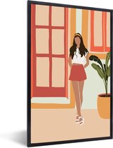 Fotolijst incl. Poster - Vrouw - Kleding - Huis - 60x90 cm - Posterlijst
