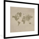Fotolijst incl. Poster - Wereldkaart - Panter - Bruin - 40x40 cm - Posterlijst