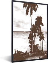 Fotolijst incl. Poster - Zee - Palmboom - Strand - 80x120 cm - Posterlijst