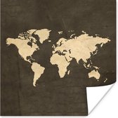 Poster Wereldkaart - Kleuren - Vintage - 75x75 cm
