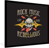 Fotolijst incl. Poster - Vintage - Gitaar - Schedel - 40x40 cm - Posterlijst