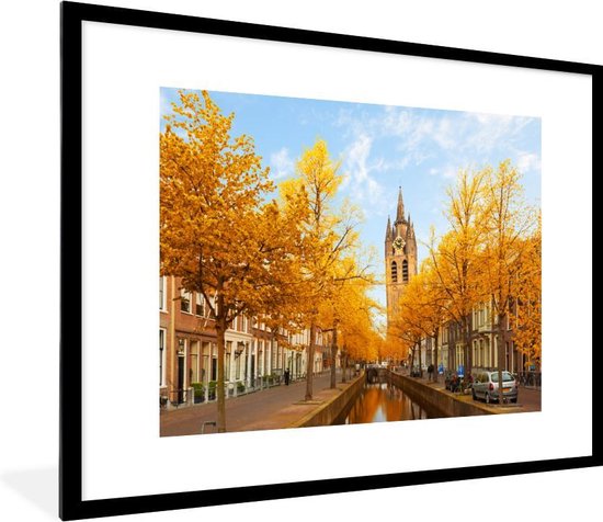 Fotolijst incl. Poster - Delft - Herfst - Water - 80x60 cm - Posterlijst
