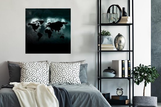 Affiche Wereldkaart - Zwart - Clair - 75x75 cm