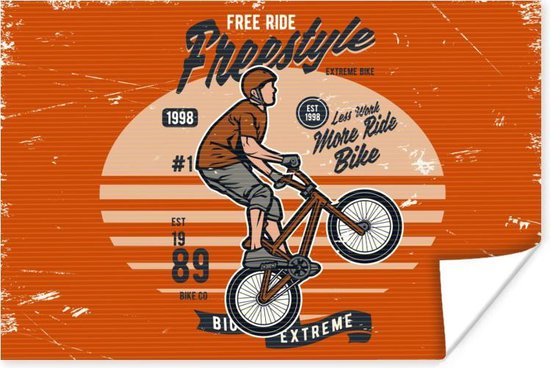 Affiche Homme - Vélo - Rétro - 30x20 cm