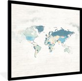Fotolijst incl. Poster - Wereldkaart - Kleuren - Wit - 40x40 cm - Posterlijst