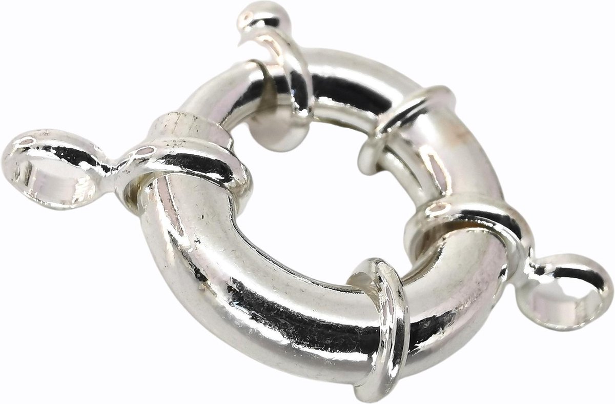 5 stuk verzilverd luxe veerring / boeislot ca. Ø13mm, prachtig sluiting voor ketting of armband, heeft 2 los oogjes inclusief ringetje die je ketting of armband erop kan zetten.